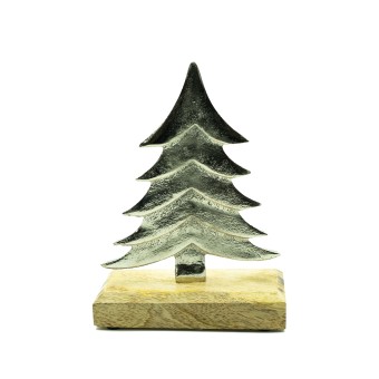 HTI-Living Aluminium-Weihnachtsbaum auf Holzsockel 