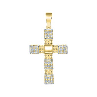 Anhänger 375/- Gelbgold bicolor Zirkonia Kreuz 