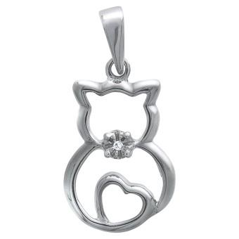 Anhänger 925 Sterling Silber Katze mit Zirkonia 