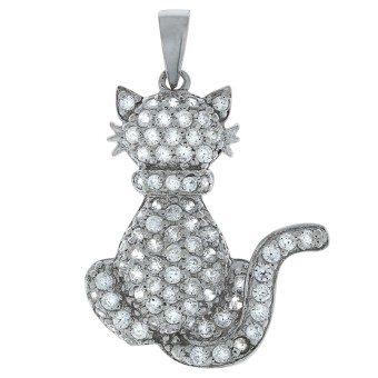 Anhänger 925 Sterling Silber Katze mit Zirkonia 