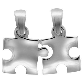 Anhänger 925 Sterling Silber rhodiniert 2tlg. Puzzle 