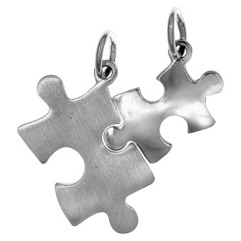 Anhänger 925 Sterling Silber rhodiniert 2tlg. Puzzle 