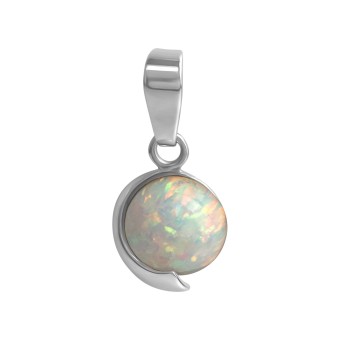 Anhänger 925/- Sterling Silber rhodiniert imit. Opal weiß 