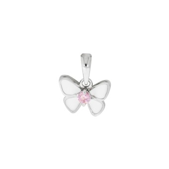 Anhänger 925/- Sterling Silber rhodiniert Schmetterling Zirkonia pink 