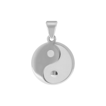 Anhänger 925/- Sterling Silber rhodiniert Yin Yang glanz/matt 