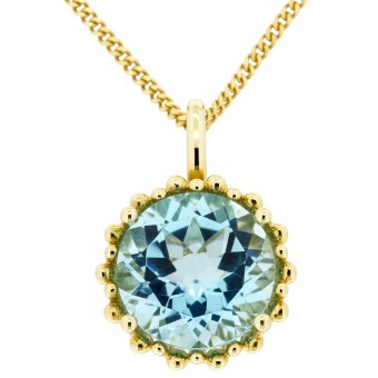 Orolino Anhänger mit Kette 585/- Gelbgold Blau Topas  Rund 