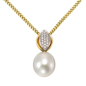 Orolino Anhänger mit Kette 585/- Gelbgold Perle Brillanten 