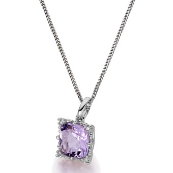 Orolino Anhänger mit Kette 585/- Weißgold Amethyst Brillanten 