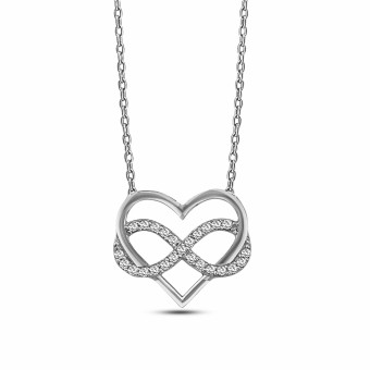 dKeniz Anhänger mit Kette 925/- Sterling Silber Infinity Herzkette 