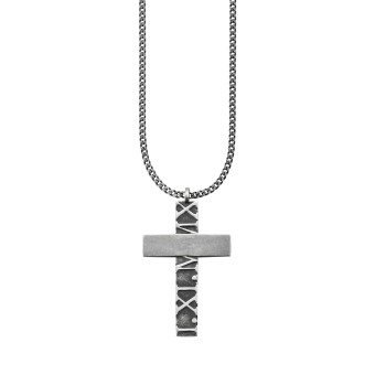 CAI Anhänger mit Kette 925/- Sterling Silber matt-oxidiert Kreuz 