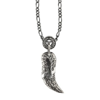 CAI Anhänger mit Kette 925/- Sterling Silber oxidiert Tigerzahn 