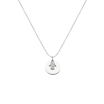 dKeniz Anhänger mit Kette 925/- Sterling Silber rhodiniert Glänzend 42+3cm Zirkonia Weiß 