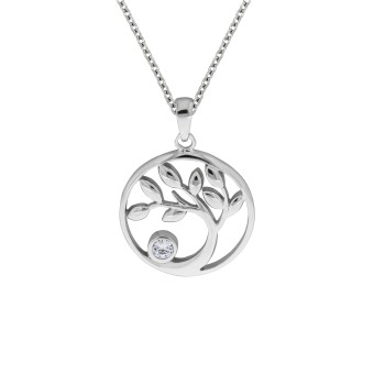 ZEEme Silver Anhänger mit Kette 925/- Sterling Silber rhodiniert Herz Zirkonia weiß 