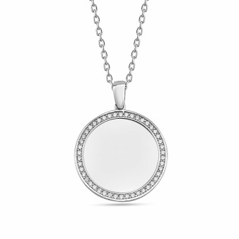 dKeniz Anhänger mit Kette 925/- Sterling Silber rhodiniert Kreis Plättchen 