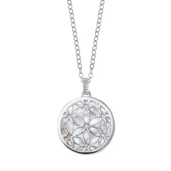 Julie Julsen Anhänger mit Kette 925/- Sterling Silber rhodiniert Lebensblume Perlmutt 