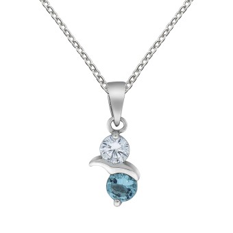 Anhänger mit Kette 925/- Sterling Silber rhodiniert mit Zirkonia und Glasstein 