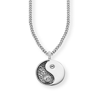 CAI Anhänger mit Kette 925/- Sterling Silber rhodiniert Zirkonia Yin Yang 