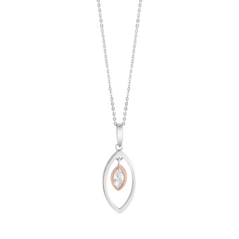 ZEEme Basic Anhänger mit Kette 925/- Sterling Silber rhodiniert zweifarbig Zirkonia 