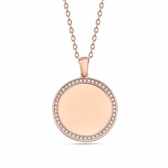 dKeniz Anhänger mit Kette 925/- Sterling Silber rosévergoldet Kreis Plättchen 