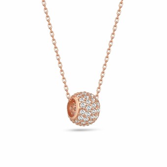 dKeniz Anhänger mit Kette 925/- Sterling Silber rosévergoldet Kugel-Pave-Kette 