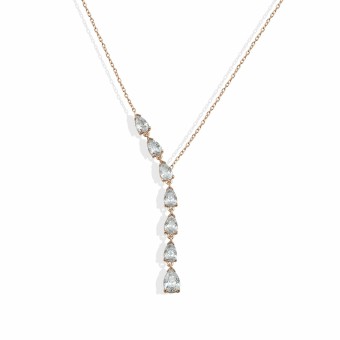 dKeniz Anhänger mit Kette 925/- Sterling Silber rosévergoldet Tropfen-Kette 