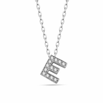 dKeniz Anhänger mit Kette Buchstabe E 925/- Sterling Silber 