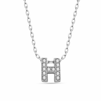 dKeniz Anhänger mit Kette Buchstabe H 925/- Sterling Silber 