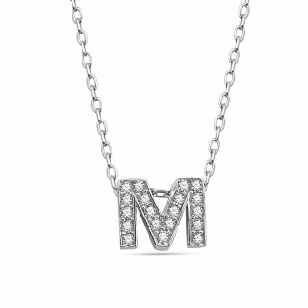 dKeniz Anhänger mit Kette Buchstabe M 925/- Sterling Silber 