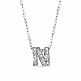 dKeniz Anhänger mit Kette Buchstabe N 925/- Sterling Silber 