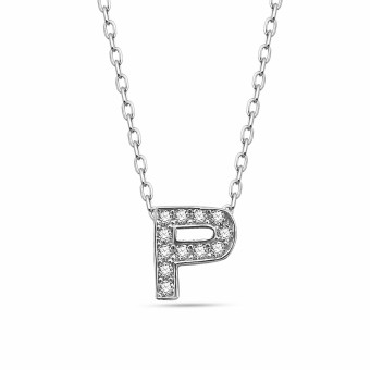 dKeniz Anhänger mit Kette Buchstabe P 925/- Sterling Silber 