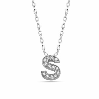 dKeniz Anhänger mit Kette Buchstabe S 925/- Sterling Silber 