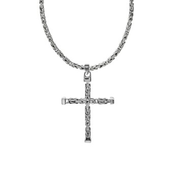 ZEEme Basic Anhänger mit Kette Kreuz Königskette 925-/ Sterling Silber poliert 