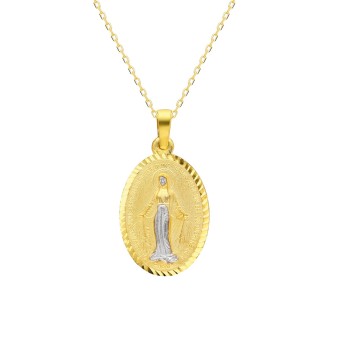 dKeniz Anhänger mit Kette Madonna 925/- Sterling Silber vergoldet Zirkonia 