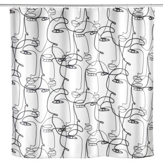 Wenko Anti-Schimmel Duschvorhang Faces, Textil (Polyester), 180 x 200 cm, wasserabweisend, waschbar 