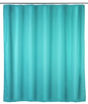 Wenko Anti-Schimmel Duschvorhang Uni Light Blue, Textil (Polyester), 180 x 200 cm, waschbar 