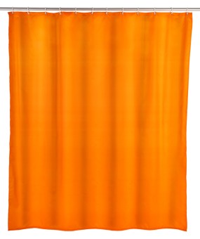 Wenko Anti-Schimmel Duschvorhang Uni Orange, aus 100 % Polyester 