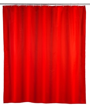 Wenko Anti-Schimmel Duschvorhang Uni Red, Textil (Polyester), 180 x 200 cm, waschbar 