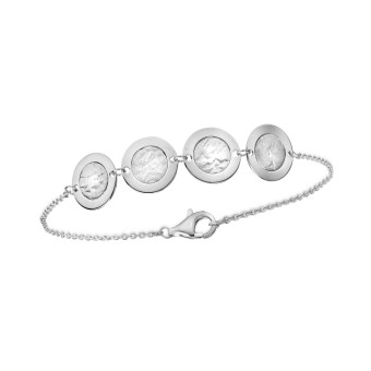 Celesta Armband 925 Silber mit strukturierten Plättchen Elementen 