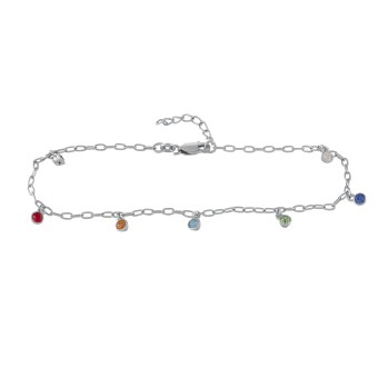 ZEEme Basic Armband 925 Silber rhodiniert bunte Kristalle 