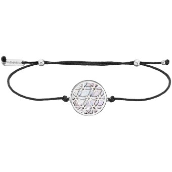 Julie Julsen Armband 925/- Sterling Silber Blume des Lebens mit Textilband 