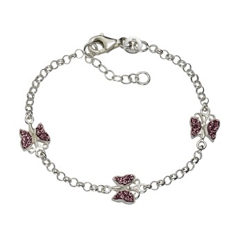 Armband 925 Sterling Silber Kristall pink 