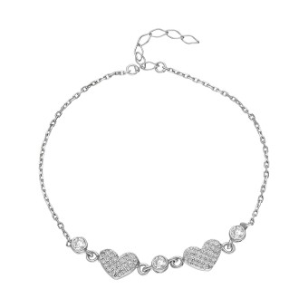 dKeniz Armband 925/- Sterling Silber rhodiniert Glänzend 17+3cm Zirkonia Weiß 