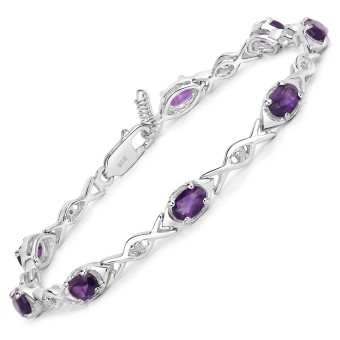 Vira Jewels Armband 925-Sterling Silber rhodiniert Glänzend  Amethyst lila 