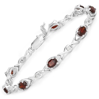 Vira Jewels Armband 925-Sterling Silber rhodiniert Glänzend  Granat bordeaux 