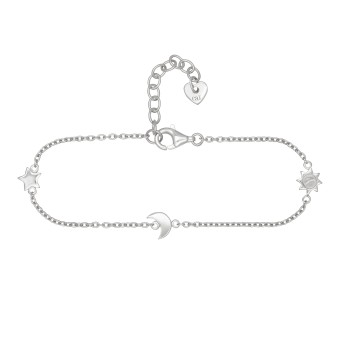 CAI Armband 925 Sterling Silber rhodiniert Sonne - Mond - Stern 