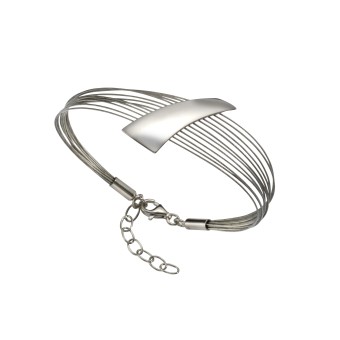 Armband 925/- Sterling Silber rhodiniert + Stahl 