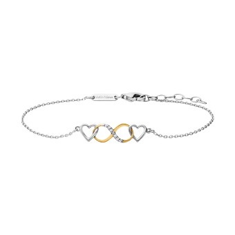 Julie Julsen Armband 925/- Sterling Silber rhodiniert teils vergoldet Infinity und Herz 