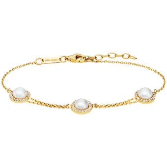 Julie Julsen Armband 925/- Sterling Silber vergoldet Perle und Zirkonia 