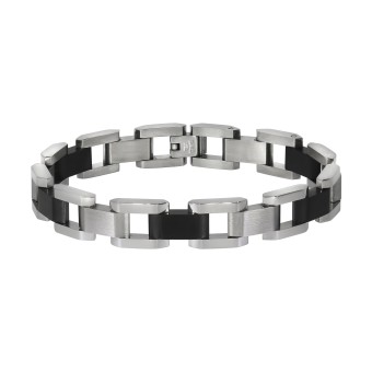 ZEEme Stainless Steel Armband Edelstahl poliert matt zweifarbig schwarz 