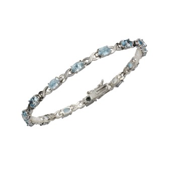 Armband Silber 925 rhodiniert 19cm lang mit 14x Blautopas 